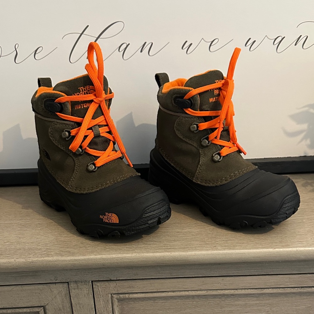 The North Face Kids' Boots with Orange, Olive Green and Black Accents